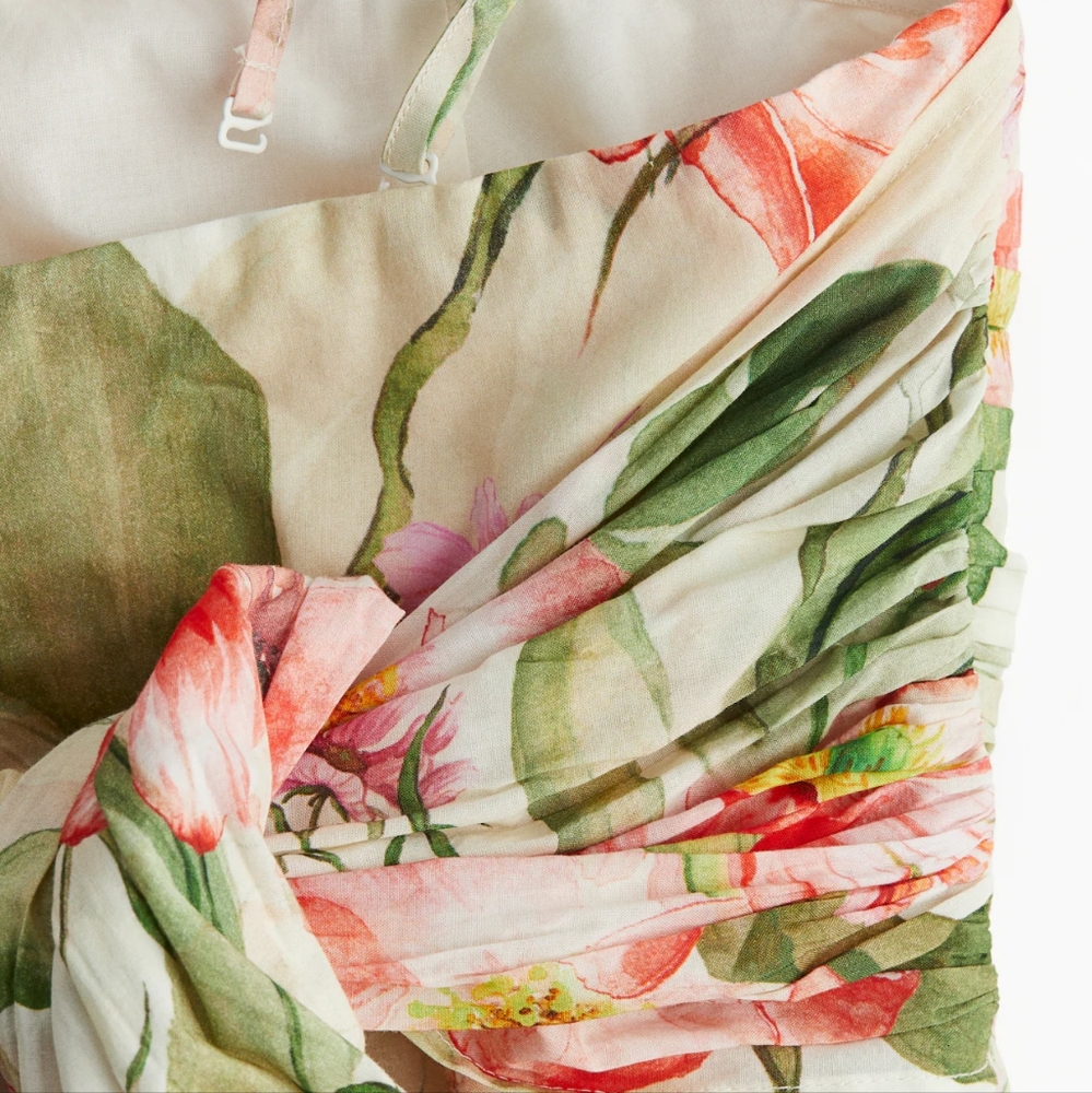 H&M Tie-back Bandeau Dress Midi Floral White/flowers Bnwt!! - Picture 13 of 16